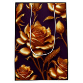 Luxus Big Gold Rose Moderne Kollektion Mittlere Geschenktüte (Rückseite)