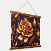 Luxus Big Gold Rose Moderne Kollektion Wandteppich Mit Holzrahmen (Gewinkelt)