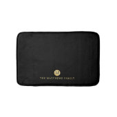 Luxus Black and Gold Personalisiert Monogram Badematte (Vorderseite)