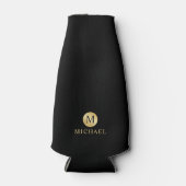 Luxus Black and Gold Personalisiert Monogram Flaschenkühler (Vorderseite)