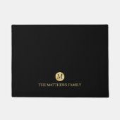 Luxus Black and Gold Personalisiert Monogram Fußmatte (Vorderseite)