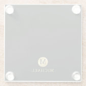 Luxus Black and Gold Personalisiert Monogram Glasuntersetzer (Rückseite)