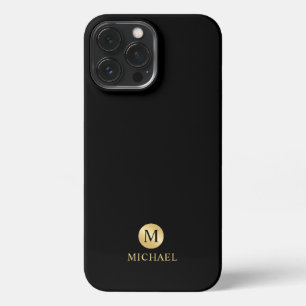Luxus Black and Gold Personalisiert Monogram iPhone 13 Pro Max Hülle