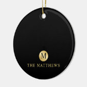 Luxus Black and Gold Personalisiert Monogram Keramik Ornament (Links)