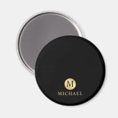 Luxus Black and Gold Personalisiert Monogram Magnet (Vorderseite/Rückseite)