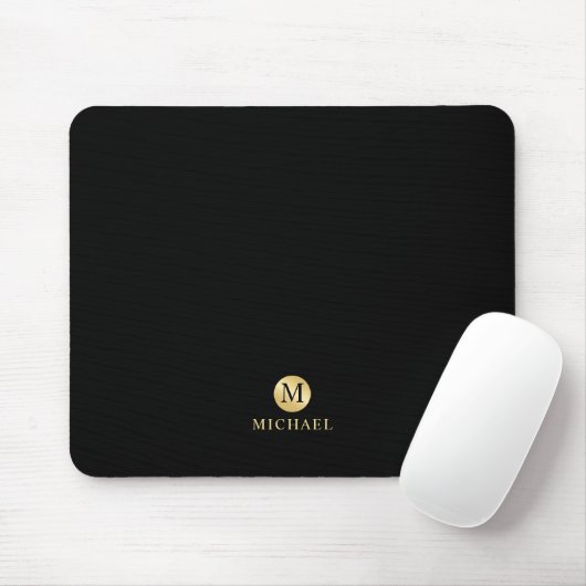 Luxus Black and Gold Personalisiert Monogram Mousepad (Mit Mouse)