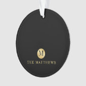 Luxus Black and Gold Personalisiert Monogram Ornament (Vorderseite)