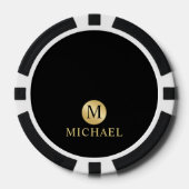 Luxus Black and Gold Personalisiert Monogram Pokerchips (Vorderseite)