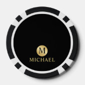 Luxus Black and Gold Personalisiert Monogram Pokerchips (Rückseite)