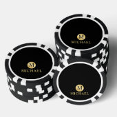 Luxus Black and Gold Personalisiert Monogram Pokerchips (Stapel)