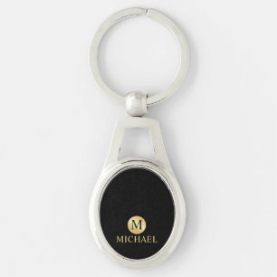 Luxus Black and Gold Personalisiert Monogram Schlüsselanhänger