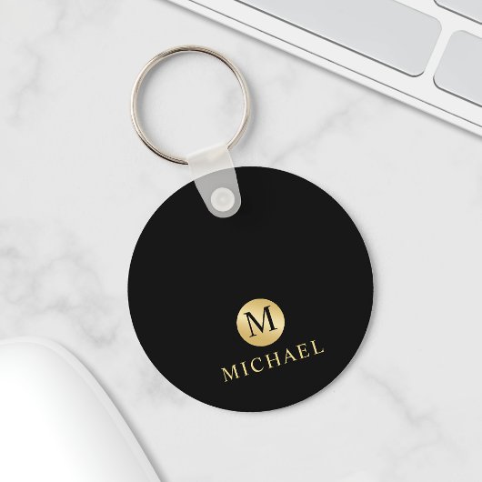 Luxus Black and Gold Personalisiert Monogram Schlüsselanhänger