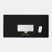 Luxus Black and Gold Personalisiert Monogram Schreibtischunterlage (Tastatur & Maus)