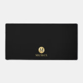 Luxus Black and Gold Personalisiert Monogram Schreibtischunterlage (Vorderseite)