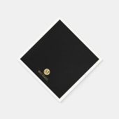 Luxus Black and Gold Personalisiert Monogram Serviette (Ecke)