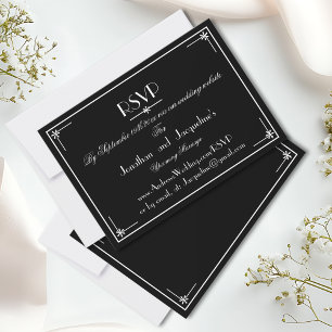 Luxus Black and White Wedding Website RSVP Card Karte