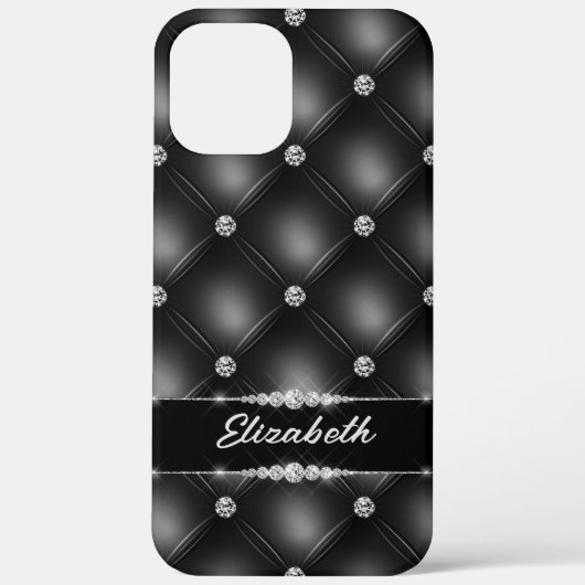 Luxus Black Bling Sparkle Diamond Individuelle Nam Case-Mate iPhone Hülle (Rückseite)