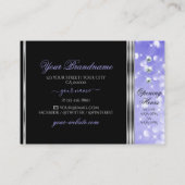 Luxus Black Bright Blue Glitzer Diamonds Silver Visitenkarte (Rückseite)