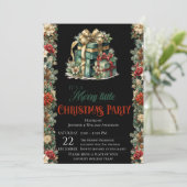 Luxus Black Christmas Party Einladung (Stehend Vorderseite)