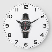 Luxus Black Chronograph Stilvolle Zeit beobachten Große Wanduhr (Vorderseite)