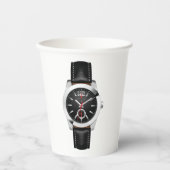 Luxus Black Chronograph Stilvolle Zeit beobachten Pappbecher (Vorderseite)