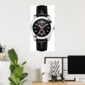 Luxus Black Chronograph Stilvolle Zeit beobachten Poster (Heimbüro)