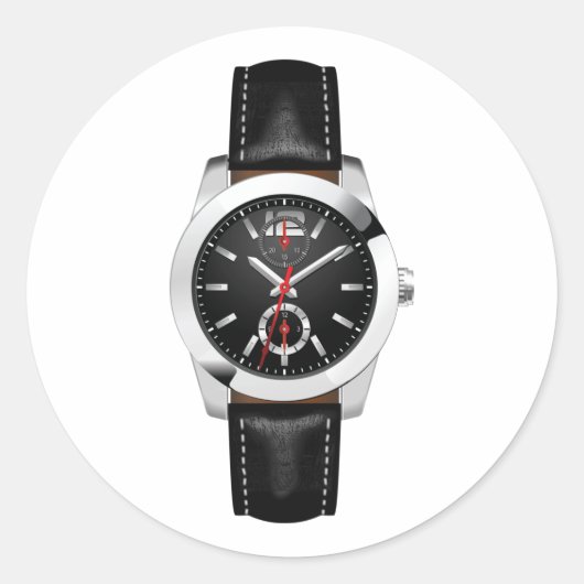 Luxus Black Chronograph Stilvolle Zeit beobachten Runder Aufkleber (Vorderseite)