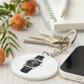 Luxus Black Chronograph Stilvolle Zeit beobachten Schlüsselanhänger (Vorderseite rechts)