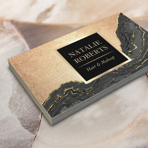 Luxus Black & Gold Beauty Salon Wellness-Center Visitenkarte