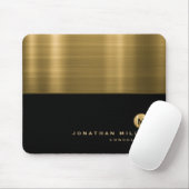 Luxus Black Gold Brushed Metal Monogram Mousepad (Mit Mouse)