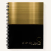 Luxus Black Gold Brushed Metal Monogram Notizblock (Vorderseite)