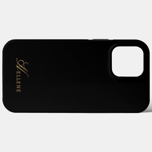 Luxus Black & Gold Chic Script Monogram Case-Mate iPhone Hülle (Rückseite (Horizontal))