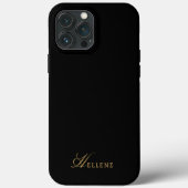 Luxus Black & Gold Chic Script Monogram Case-Mate iPhone Hülle (Rückseite)