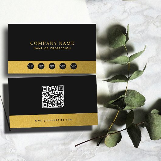 Luxus Black Gold Company Social Media & QR Code Visitenkarte