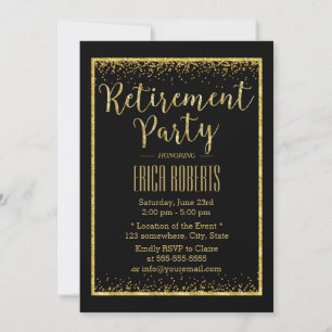 Luxus Black Gold Confetti Gerahmtes Party für die Einladung