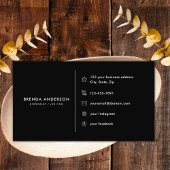 Luxus Black Gold Diamond Social Media Monogram Visitenkarte