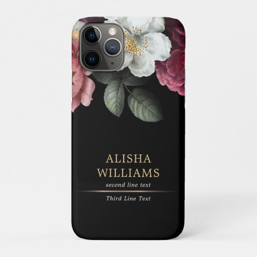 Luxus Black Gold Floral Business Personalisiert Case-Mate iPhone Hülle (Rückseite)