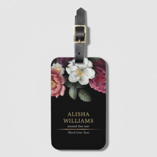 Luxus Black Gold Floral Business Personalisiert Gepäckanhänger