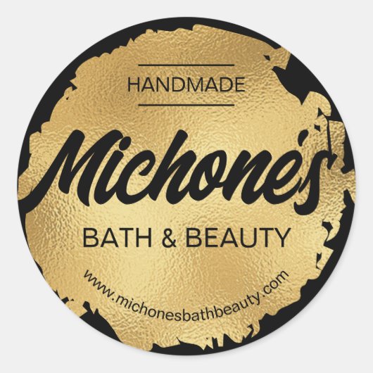 Luxus Black Gold Foil Modernes, maßgeschneidertes  Runder Aufkleber (Vorderseite)