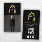 Luxus Black Gold Foto Real Anwesen Agent QR Code Visitenkarte