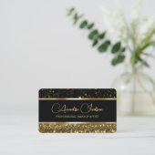 Luxus Black & Gold Funkelnd Visitenkarte (Stehend Vorderseite)