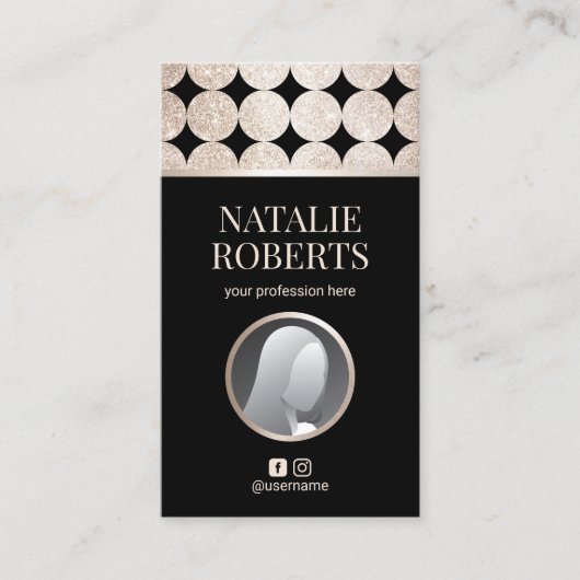 Luxus Black & Gold Geometric Salon & WELLNESS-CENT Visitenkarte (Vorderseite)