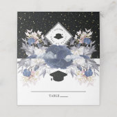 Luxus Black Gold Glitzer Floral Abschluss Platzkarte (Außenseite Aufgefaltet)