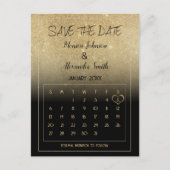 Luxus Black Gold Glitzer Kalender Save the Date Ankündigungspostkarte (Vorderseite)