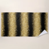 Luxus Black Gold Glitzer Strandtuch (Vorderseite)