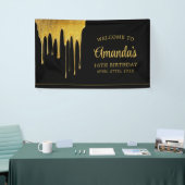 Luxus Black & Gold Glitzer Tropfen Sweet 16 Geburt Banner (Messeveranstaltung)