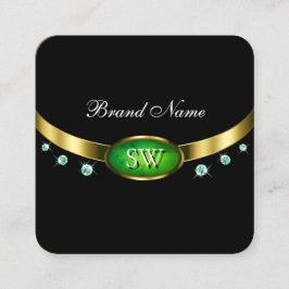 Luxus Black Gold Green Marble Kristall Monogram Quadratische Visitenkarte
