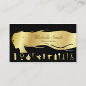 Luxus Black Gold Haar Stylist Schönheitssalon Visitenkarte (Vorderseite)