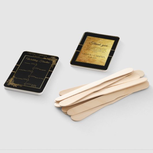 Luxus Black & Gold Hochzeitsprogramm und Timeline Fächer (Non-assembled)