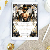 Luxus Black Gold mexikanischer Stil Quinceñera Einladung